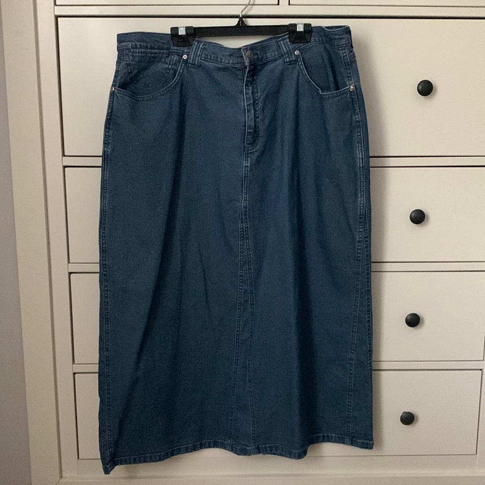 Vintage Cotton Denim Midi Skirt